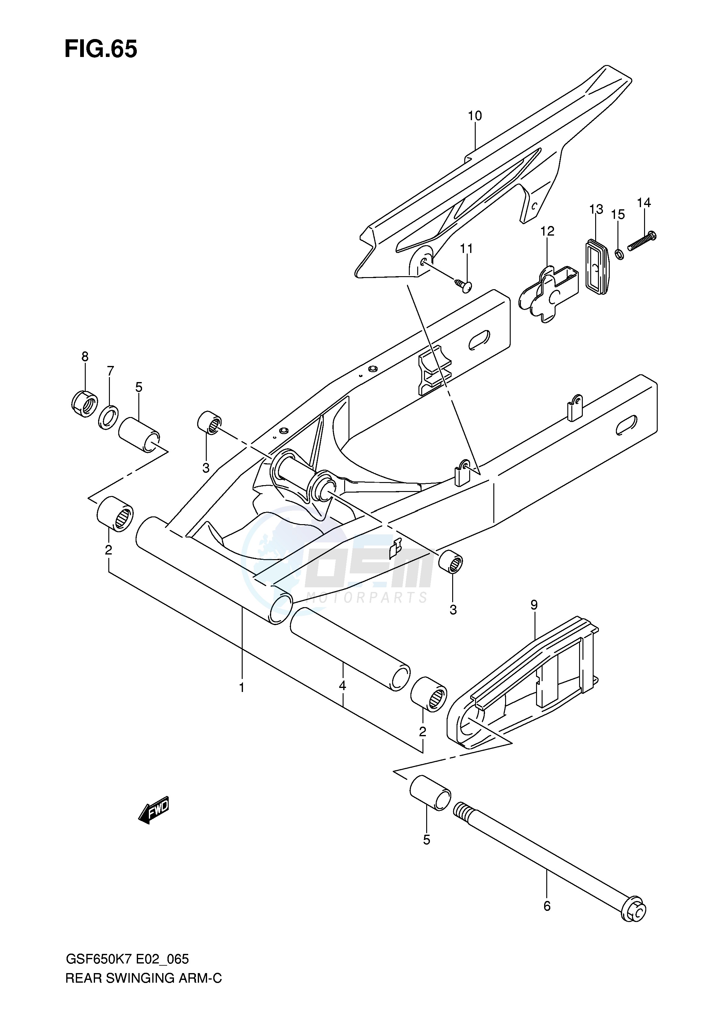 REAR SWINGING ARM (MODEL K7) blueprint