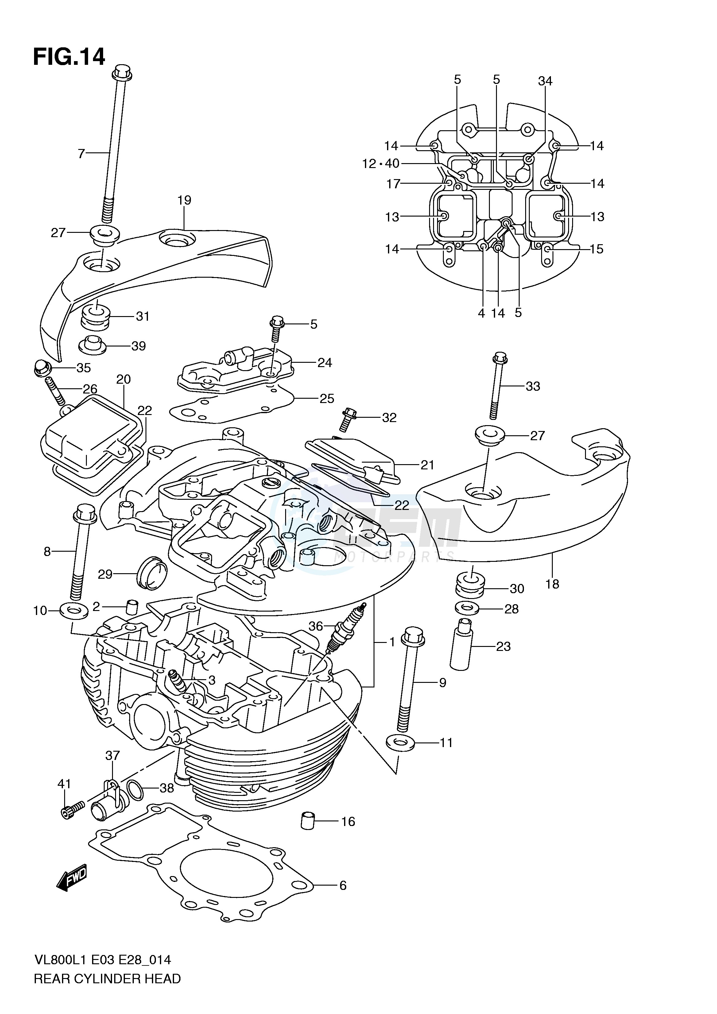 REAR CYLINDER HEAD (VL800CL1 E3) blueprint