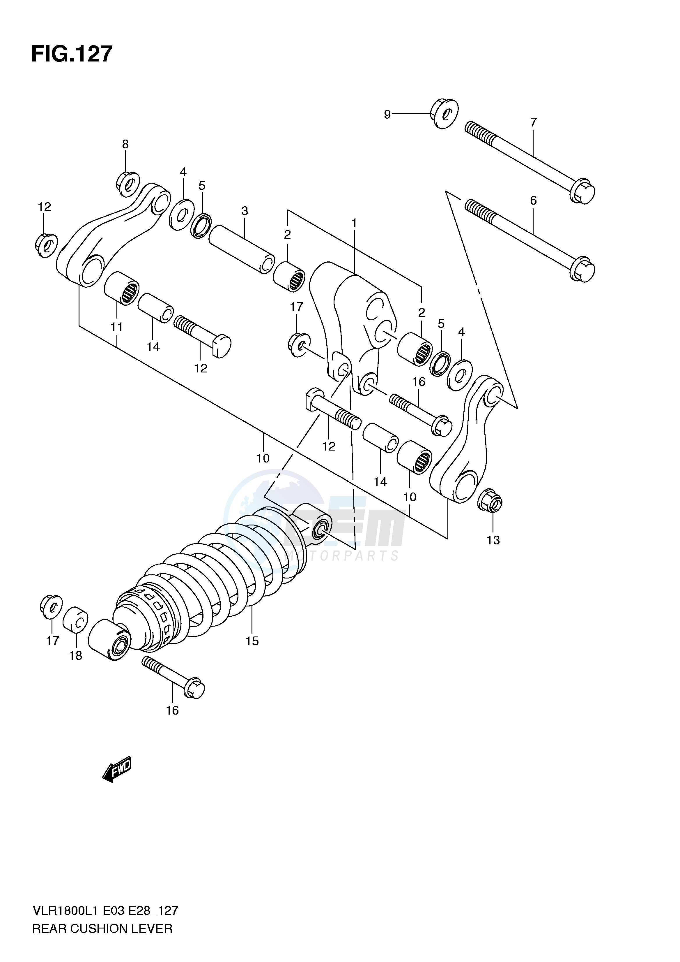 REAR CUSHION LEVER (VLR1800TL1 E28) blueprint