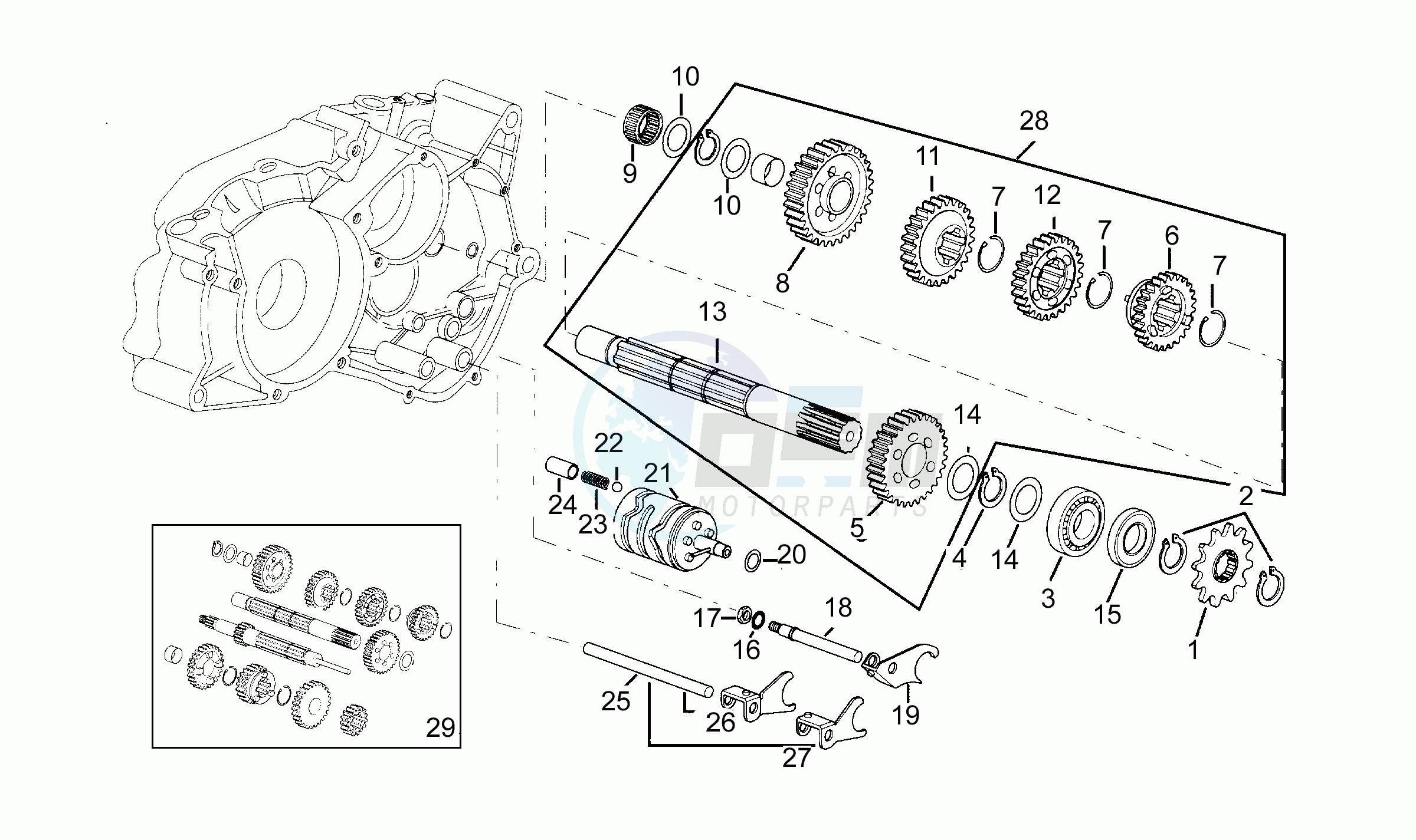 Driven shaft 5 speed gearbox blueprint