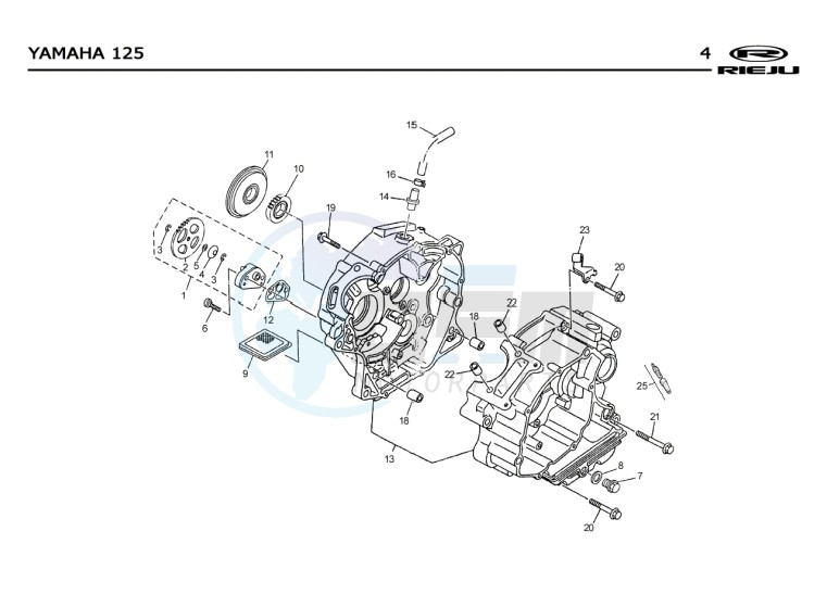 CRANKSHAFT CARTER  Yamaha 125 4t Euro 2 blueprint