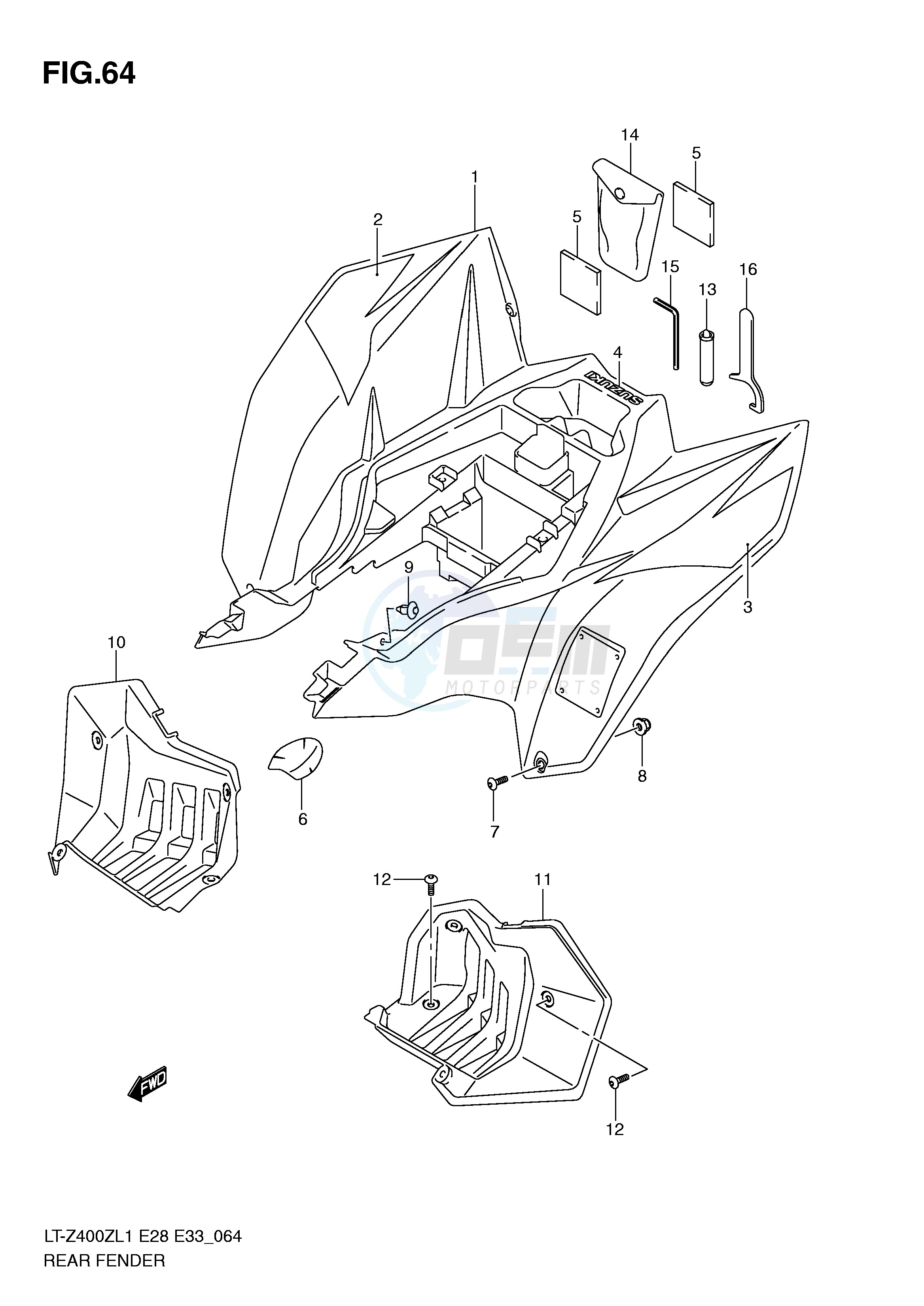 REAR FENDER (LT-Z400L1 E28) blueprint