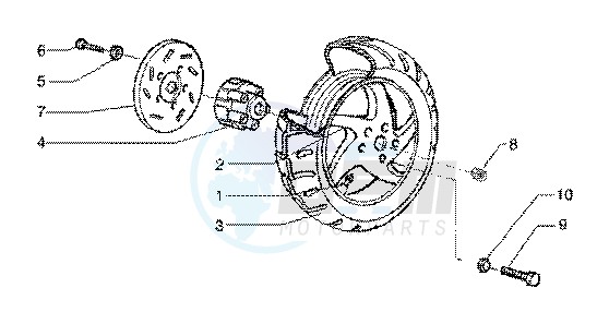 Rear wheel (vehicle withrear hub brake) blueprint