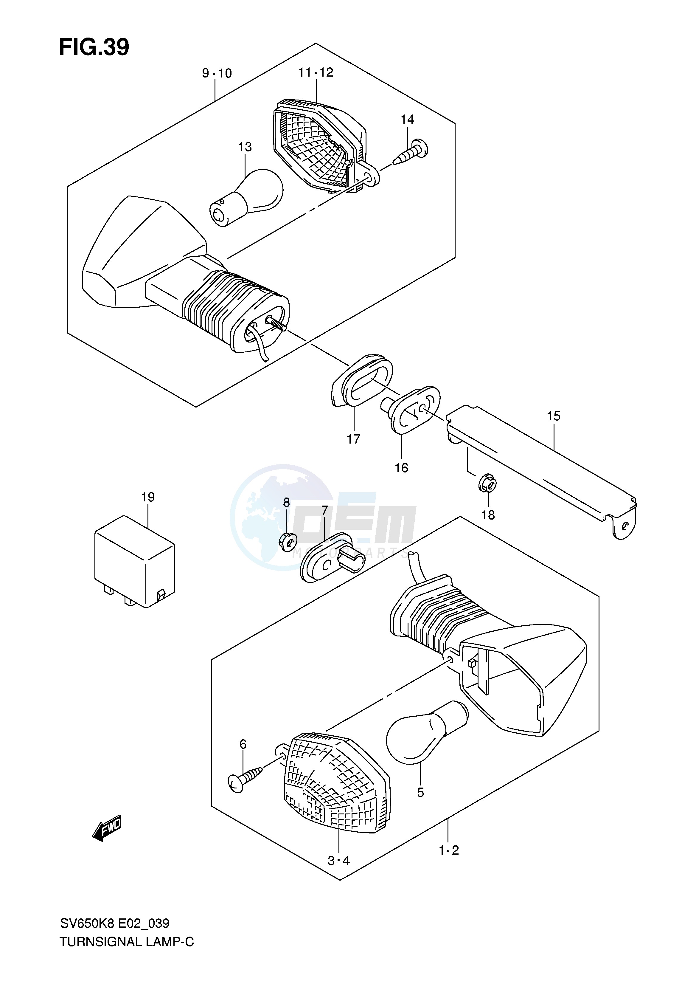 TURNSIGNAL LAMP (SV650SK8 SAK8 SUK8 SUAK8) blueprint