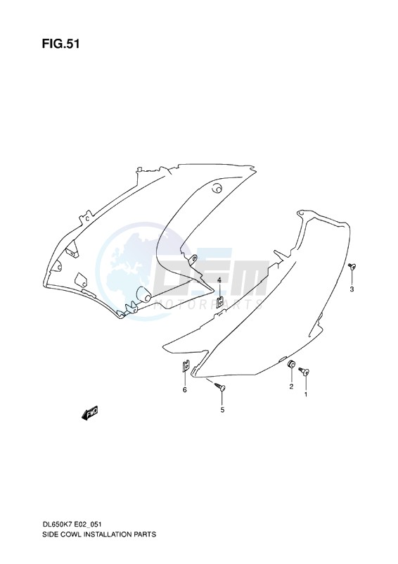 SIDE COWLING INSTALLATION PARTS blueprint