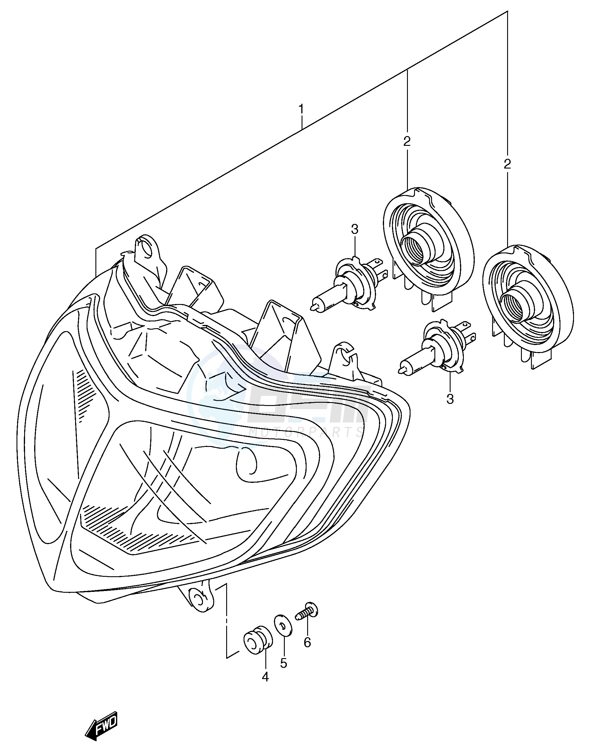 HEADLAMP (MODEL K2 K3 E24) blueprint