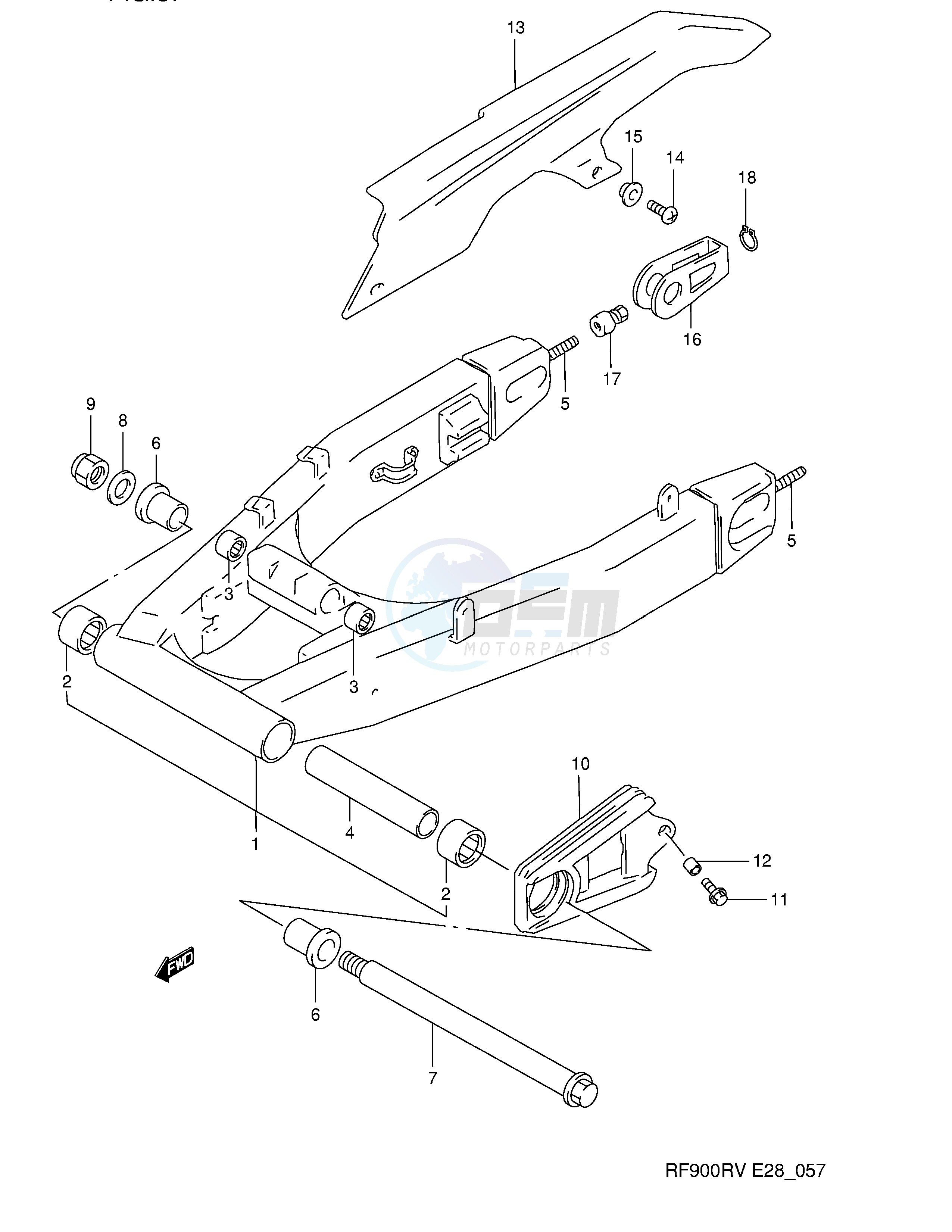 REAR SWINGING ARM (MODEL R S) blueprint
