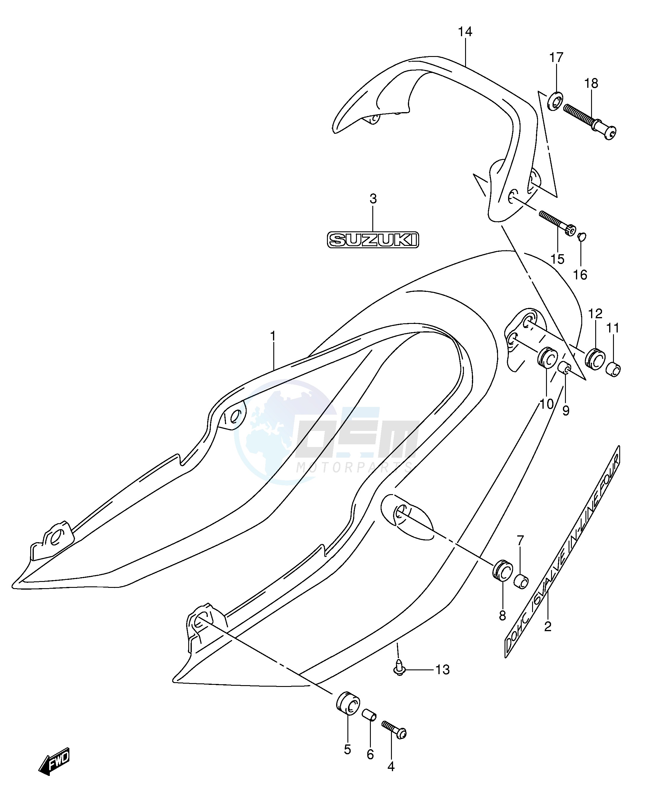 SEAT TAIL COVER (GSF1200SK3) blueprint