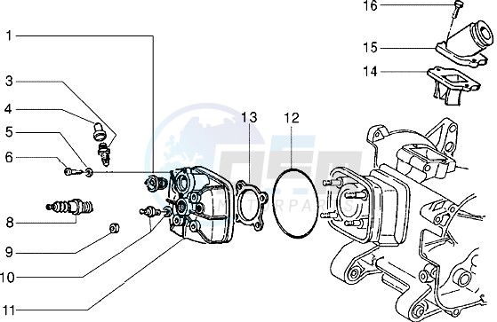 Cylinder head - Induction pipe (Vehicle with rear hub brake) image
