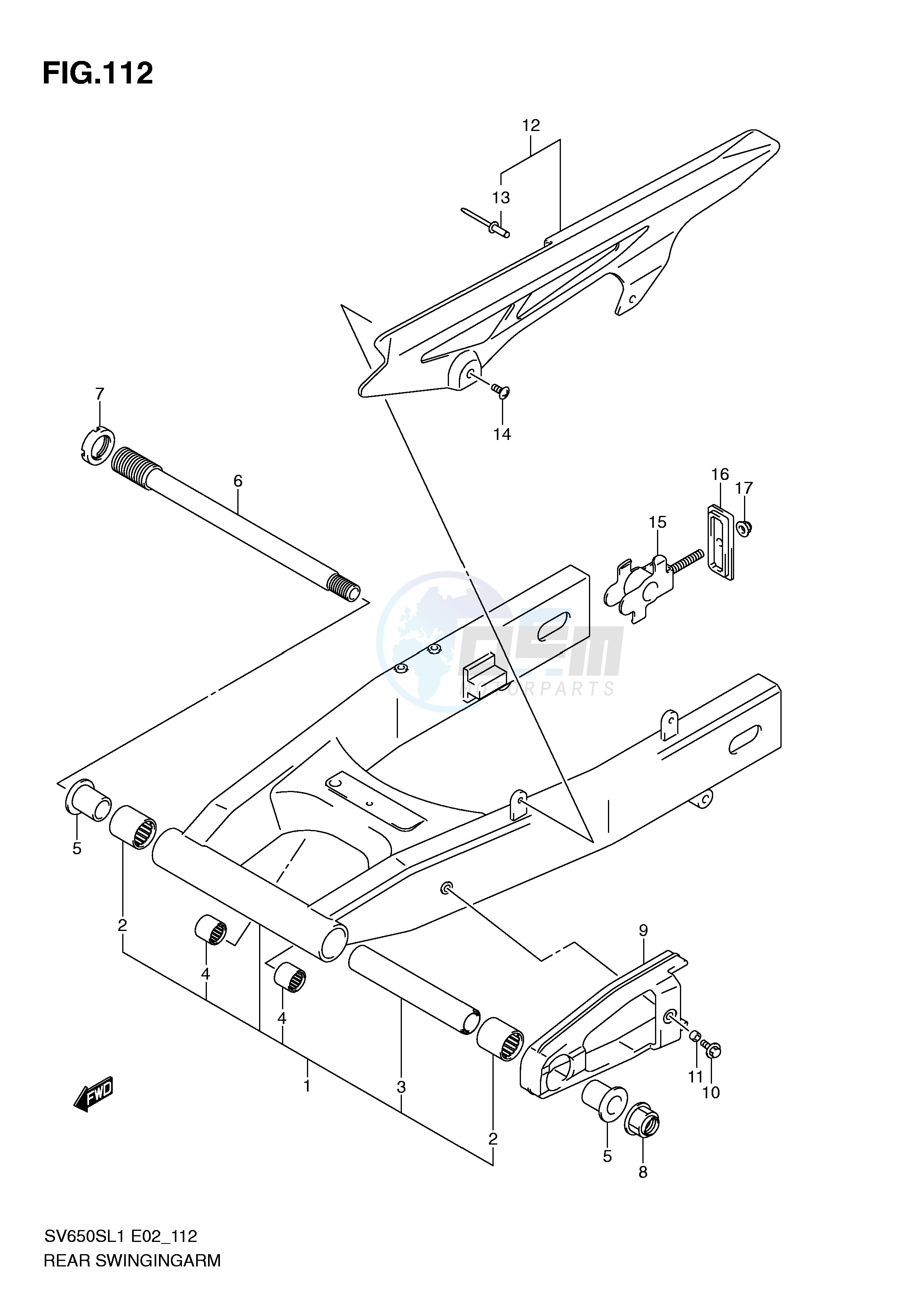 REAR SWINGING ARM (SV650SAL1 E24) blueprint