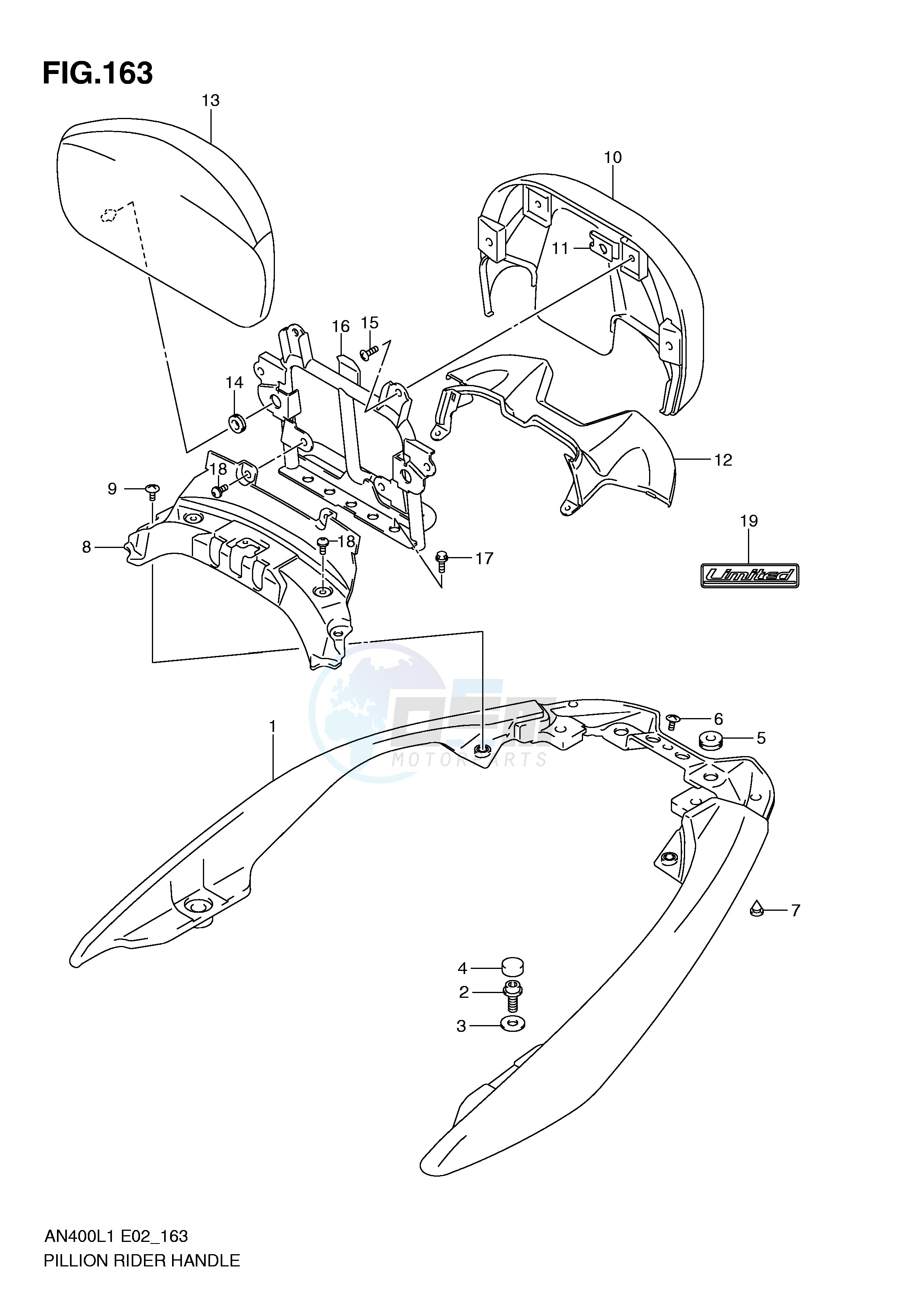 PILLION RIDER HANDLE (AN400ZAL1 E51) image