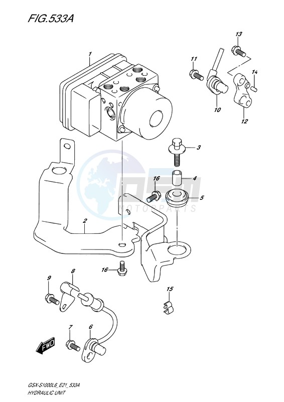 HYDRAULIC UNIT (ABS MODELS ONLY) blueprint