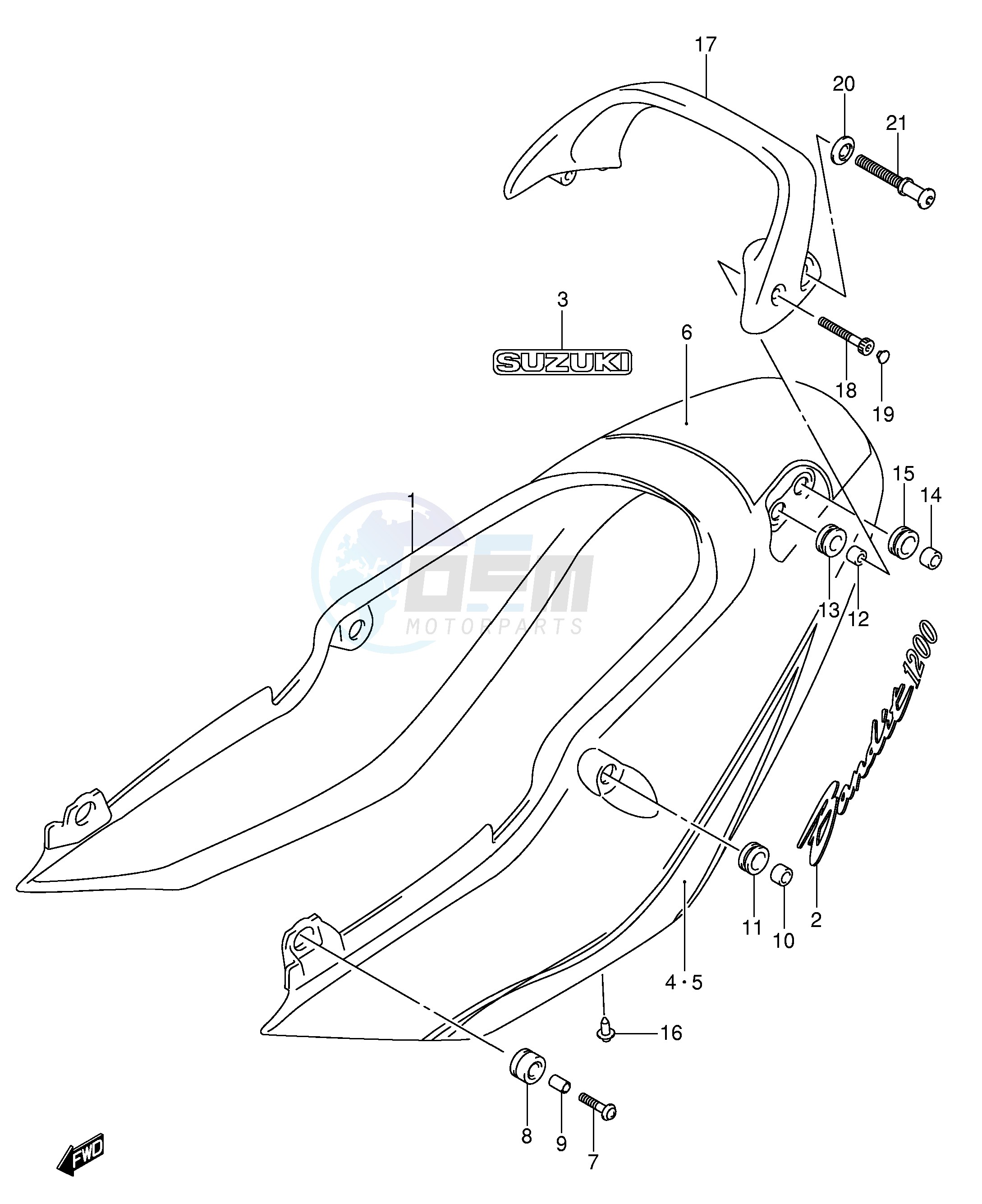 SEAT TAIL COVER (GSF1200ZK4) blueprint