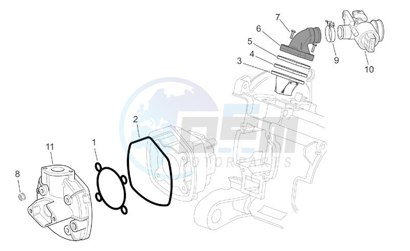Cylinder head - Throttle body blueprint