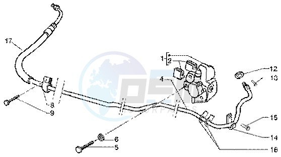 Caliper- Rear brake pipe blueprint