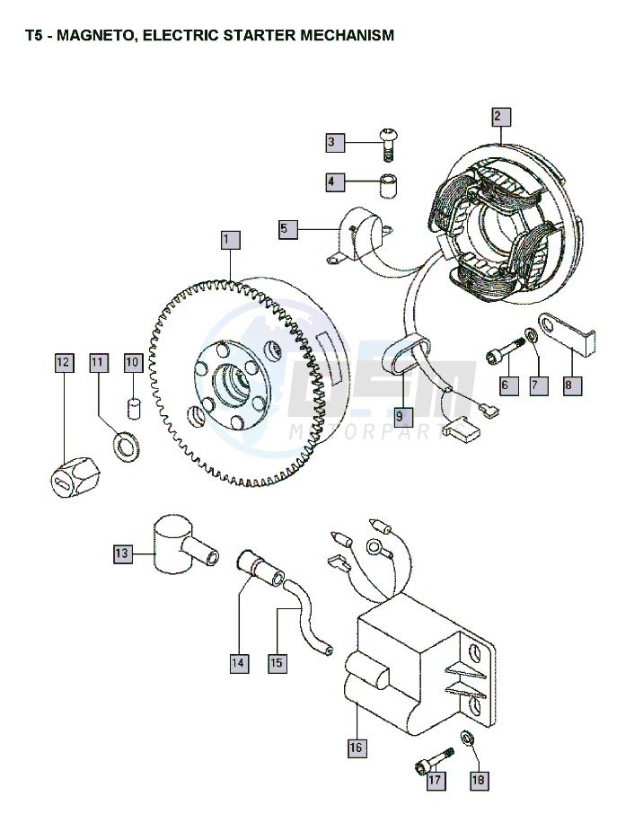 Magneto-electric starter mechanism blueprint