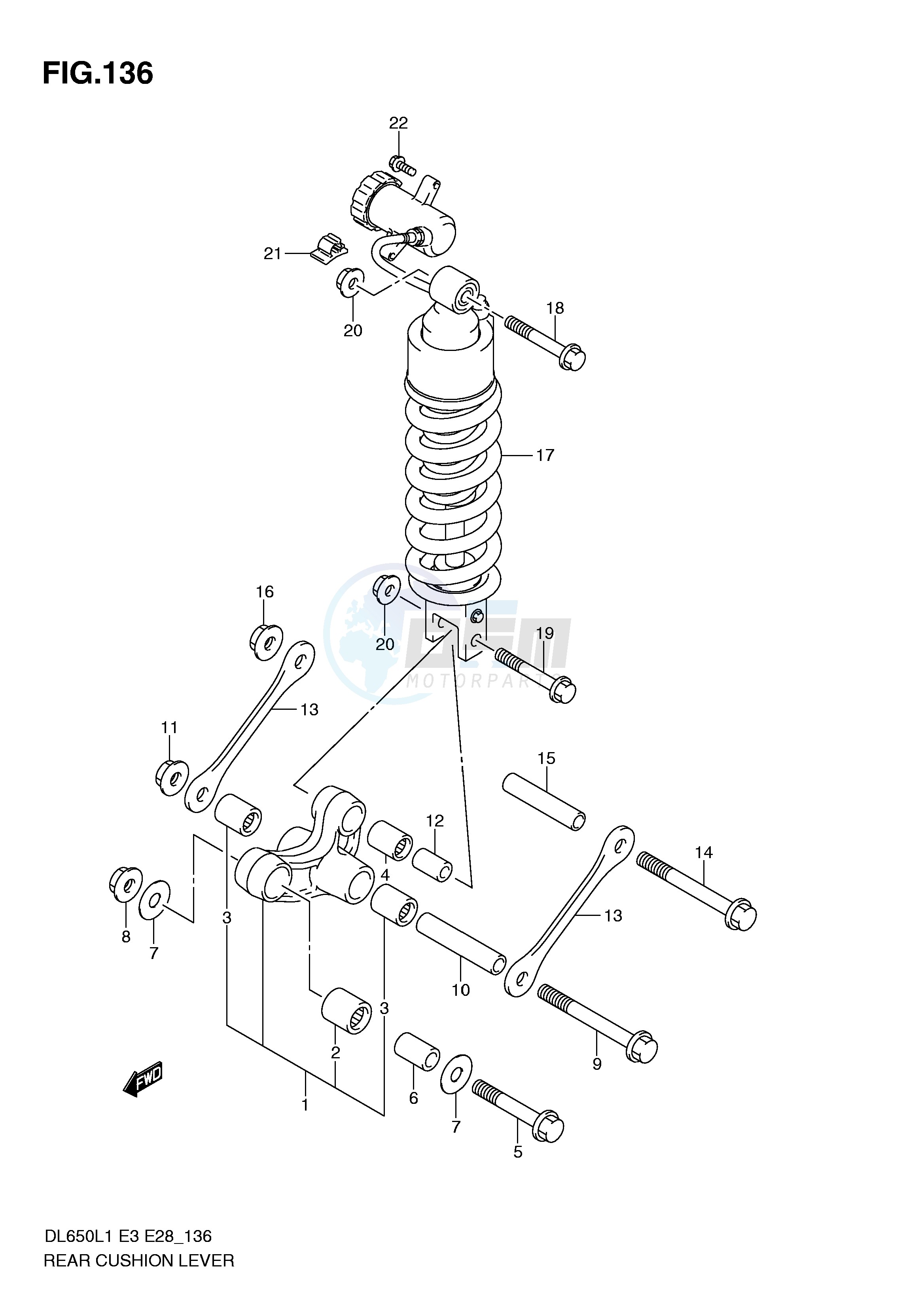 REAR CUSHION LEVER (DL650L1 E3) blueprint