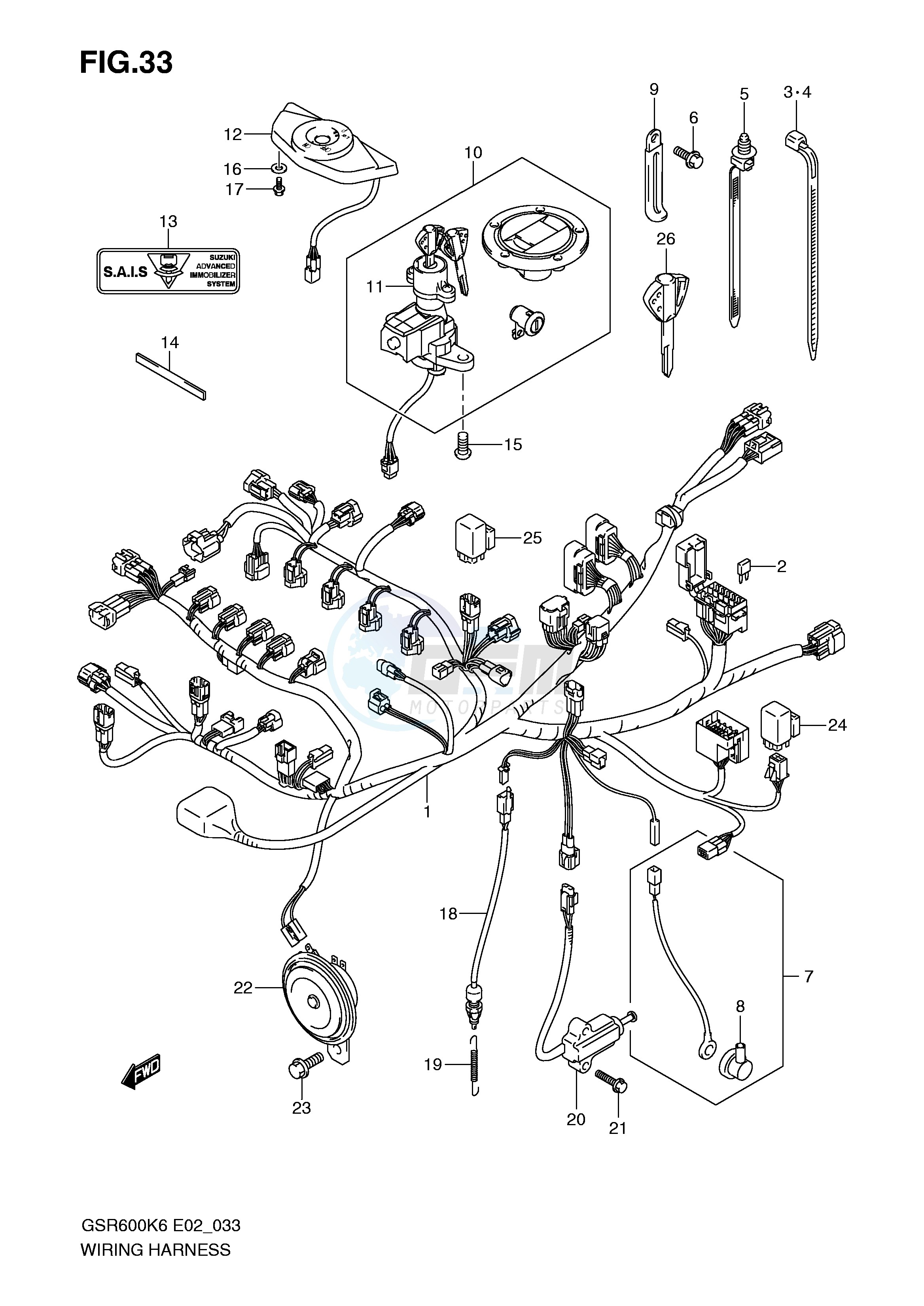 WIRING HARNESS (GSR600K6 K7 K8 K9 L0,GSR600UK6 UK7 UK8 UK9 UL0) blueprint