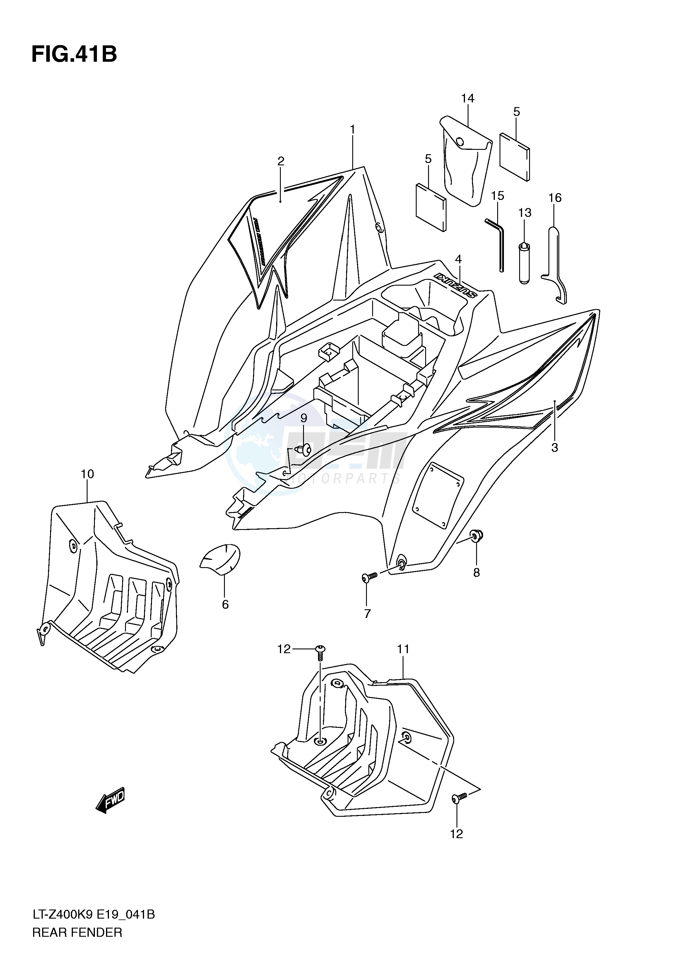 REAR FENDER (LT-Z400L0) blueprint