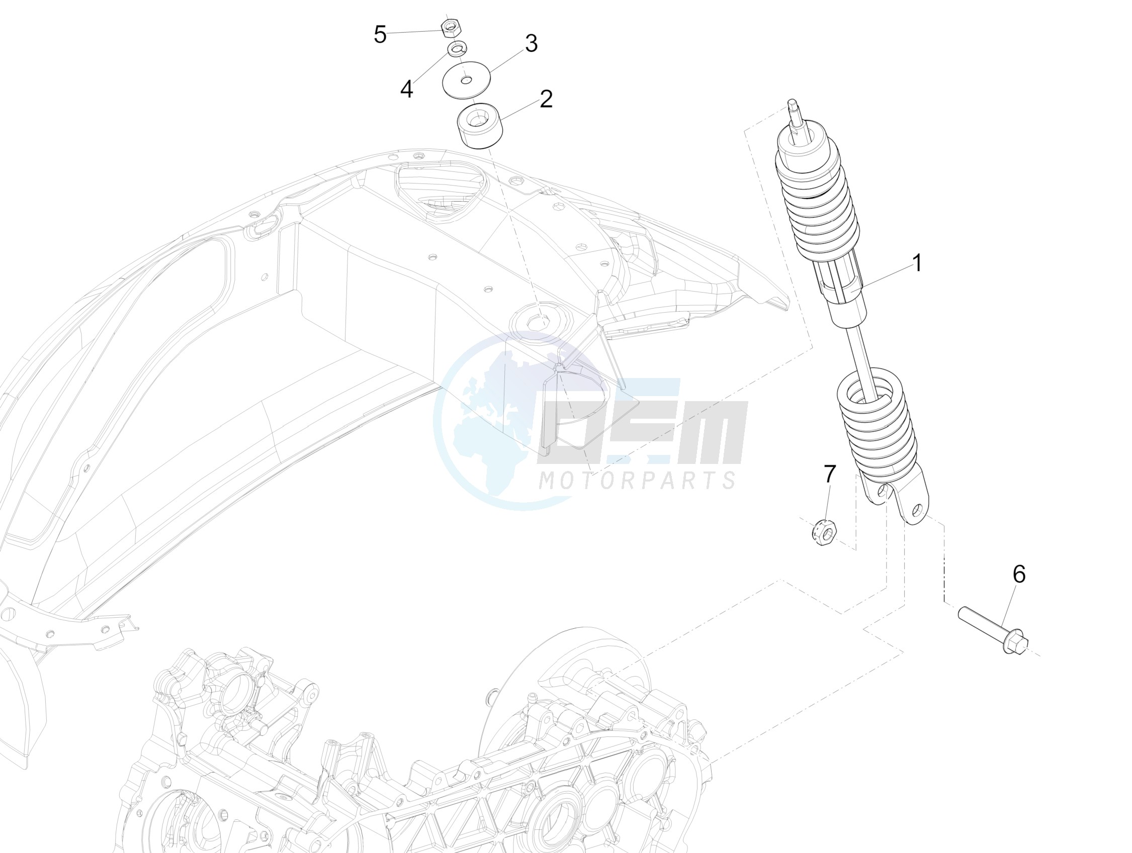 Rear suspension - Shock absorber/s blueprint