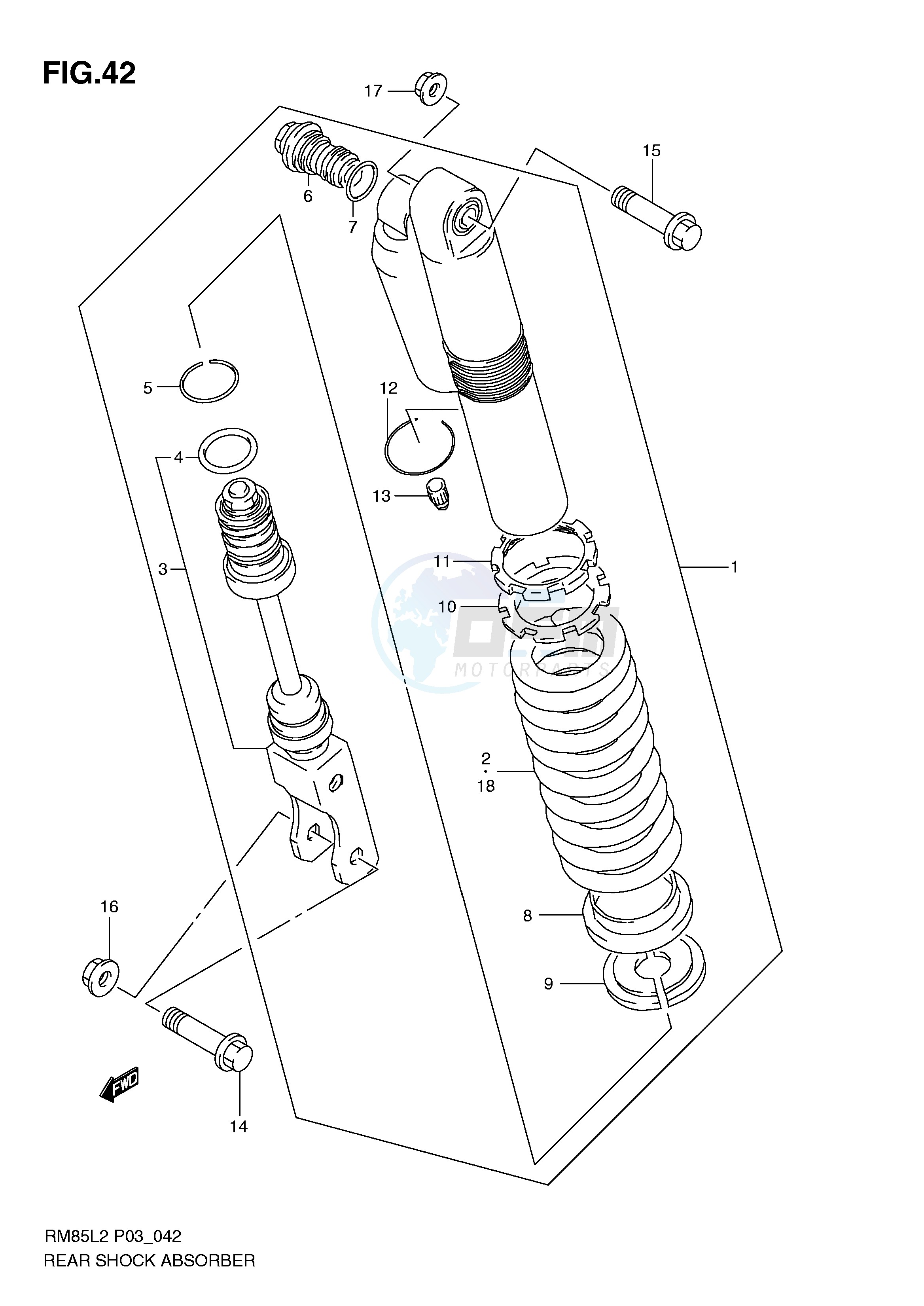 REAR SHOCK ABSORBER (RM85LL2 P03) blueprint