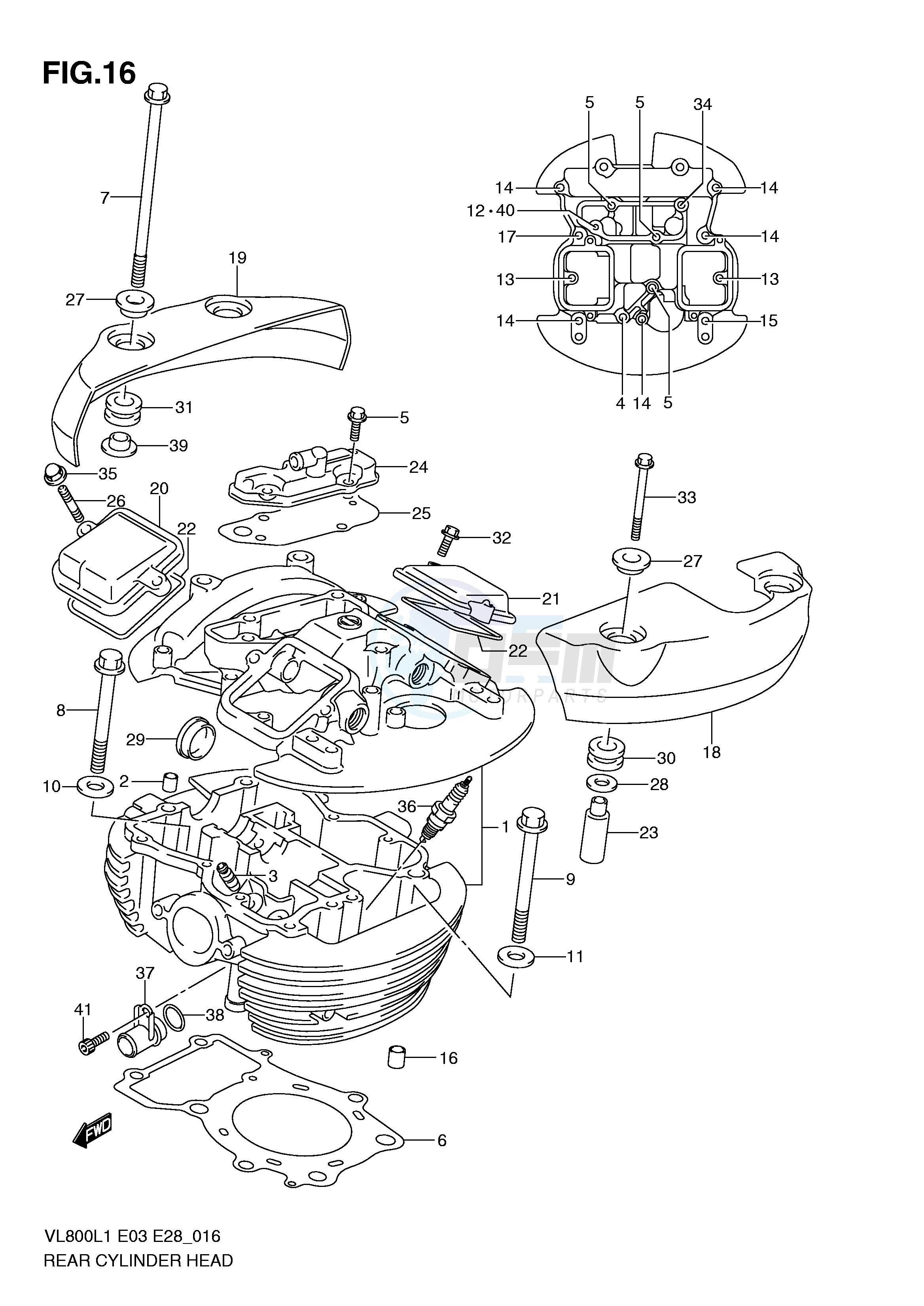 REAR CYLINDER HEAD (VL800CL1 E33) blueprint