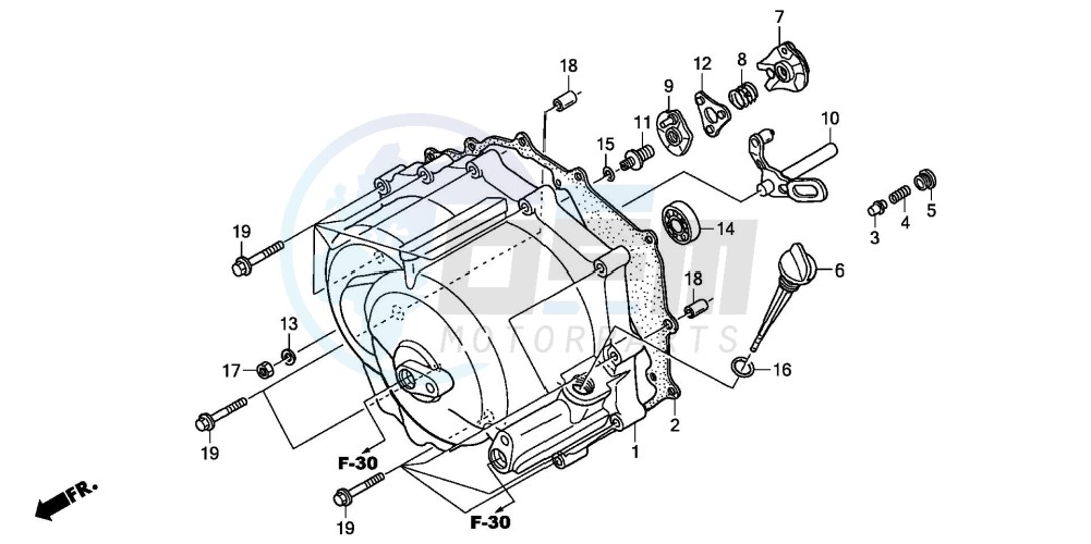 FRONT CRANKCASE COVER (TRX250TM) blueprint