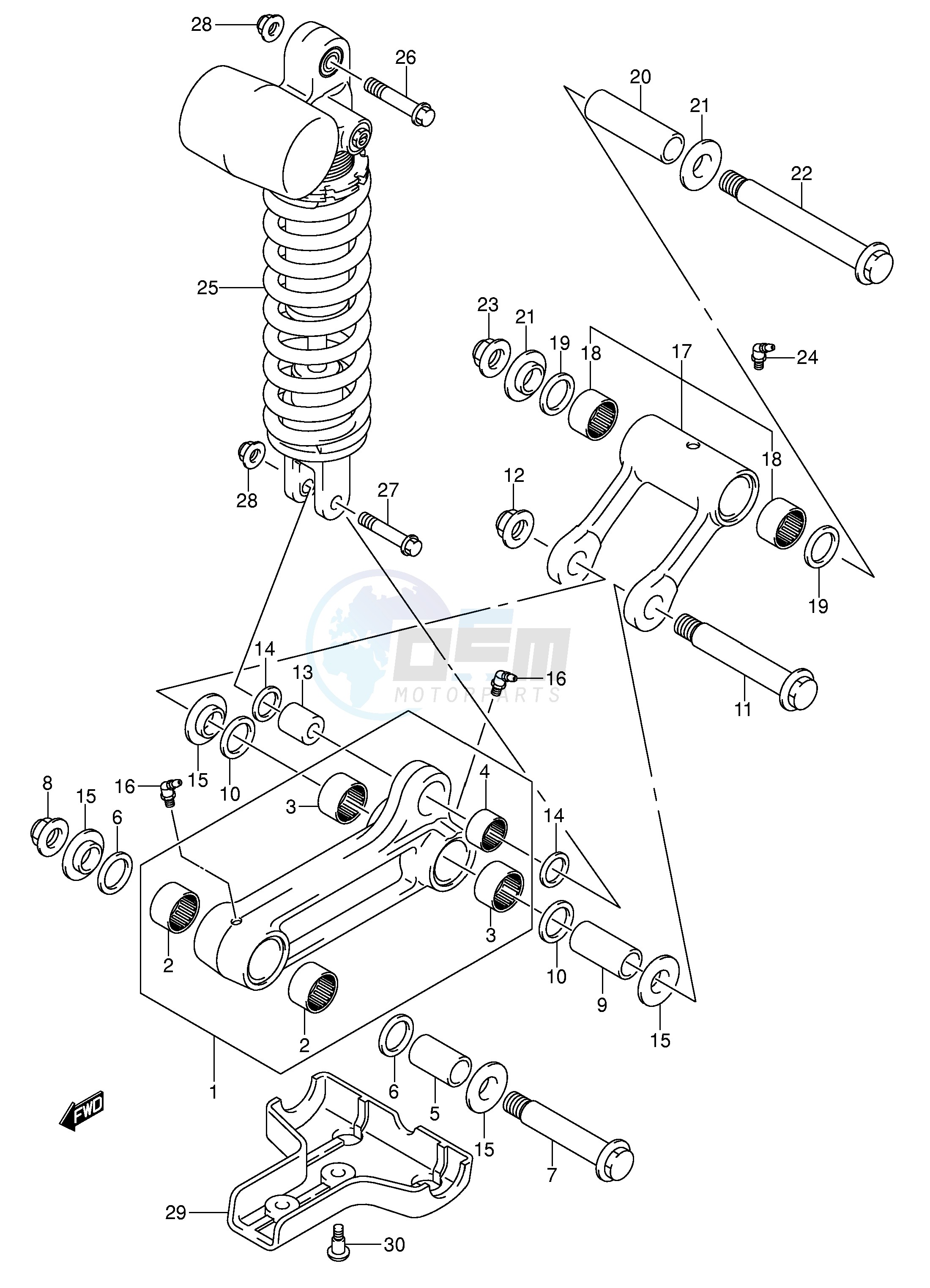 REAR CUSHION LEVER (MODEL K5 K6 K7) blueprint
