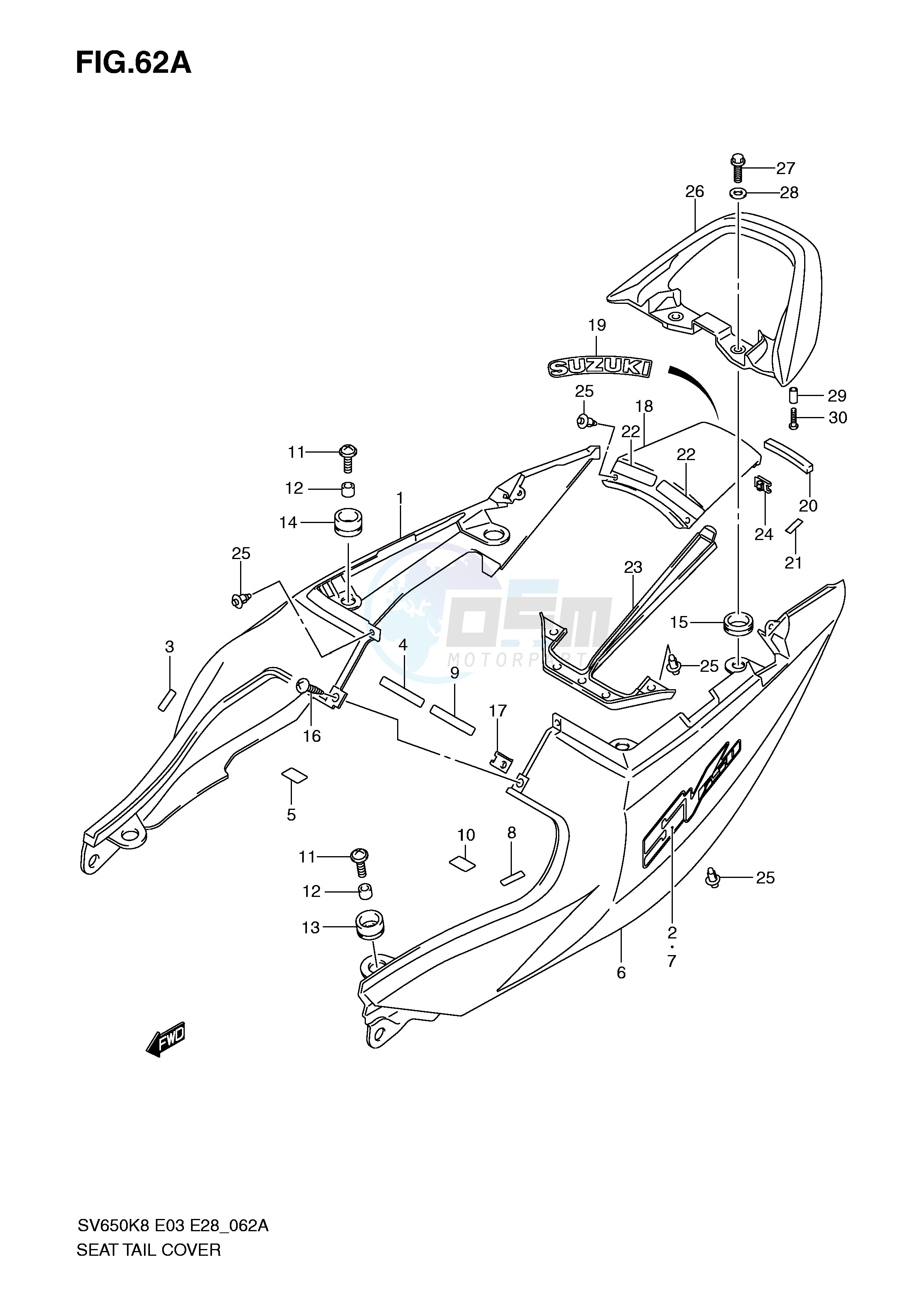 SEAT TAIL COVER (SV650K9 AK9) blueprint
