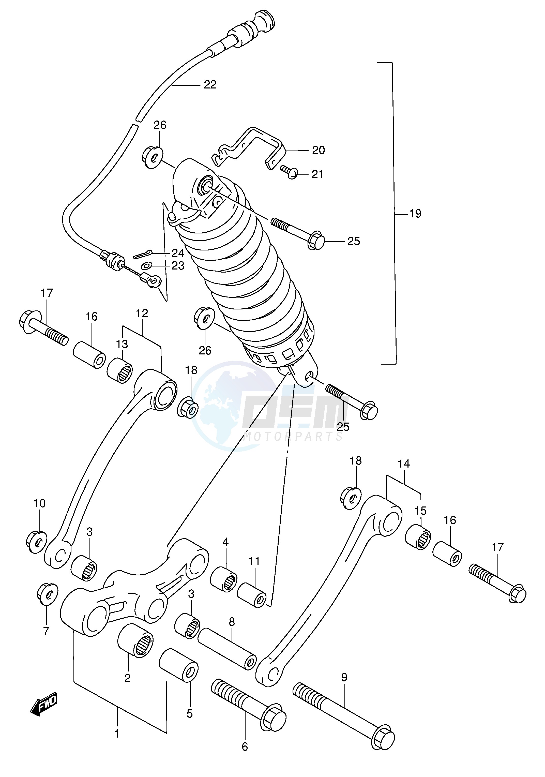 REAR CUSHION LEVER (SEE NOTE) blueprint