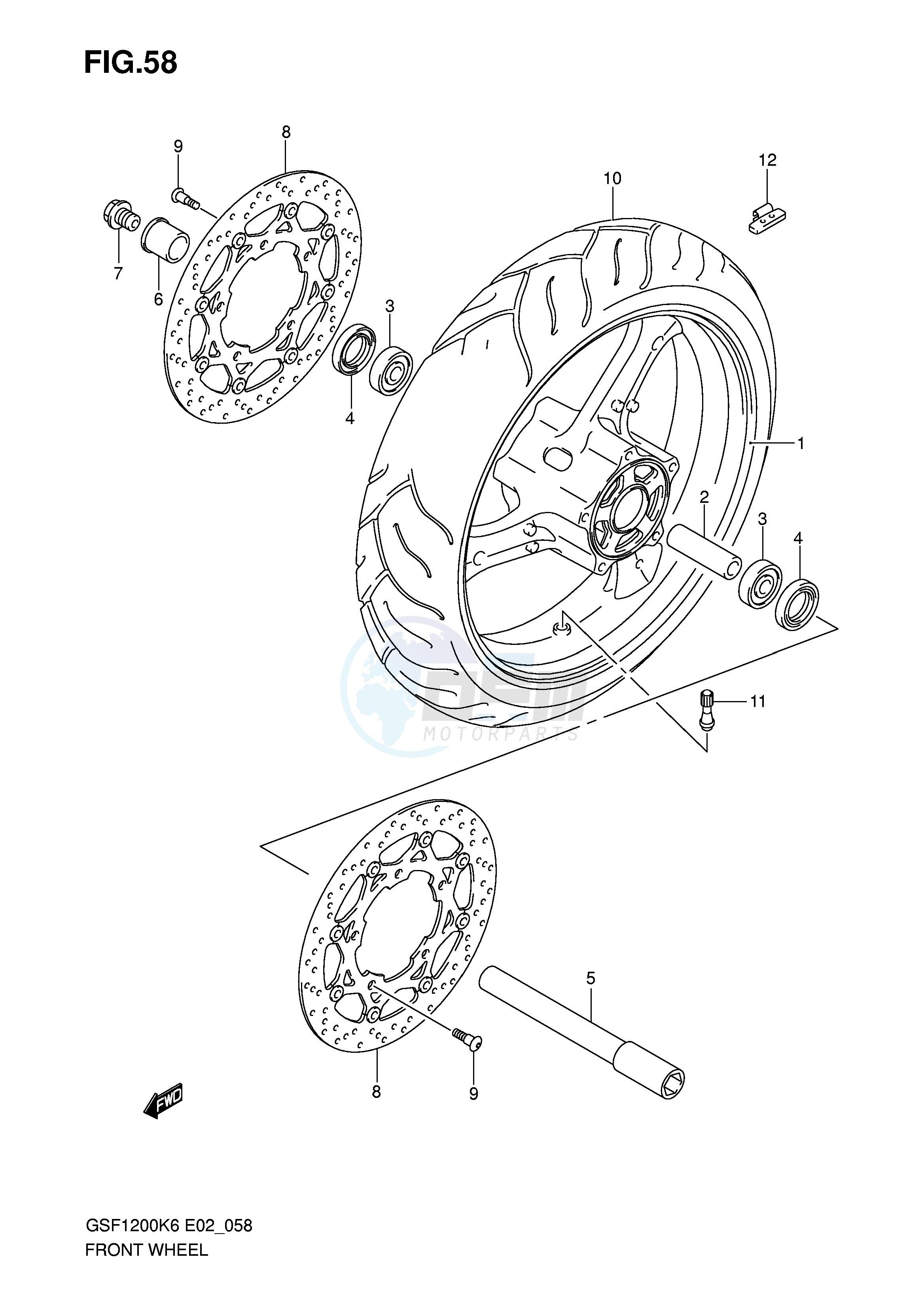 FRONT WHEEL (GSF1200K6 SK6) image