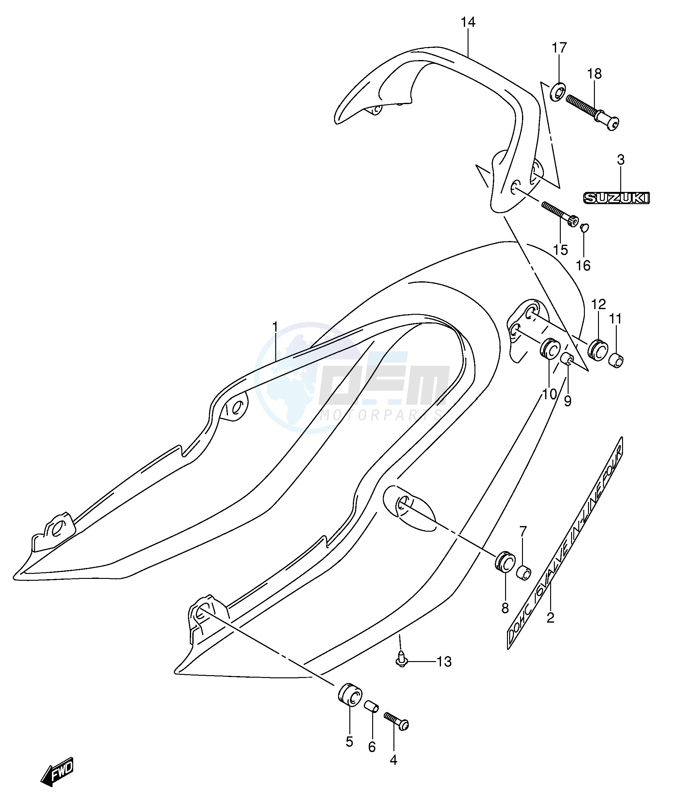 SEAT TAIL COVER (GSF600SK3 SUK3) blueprint