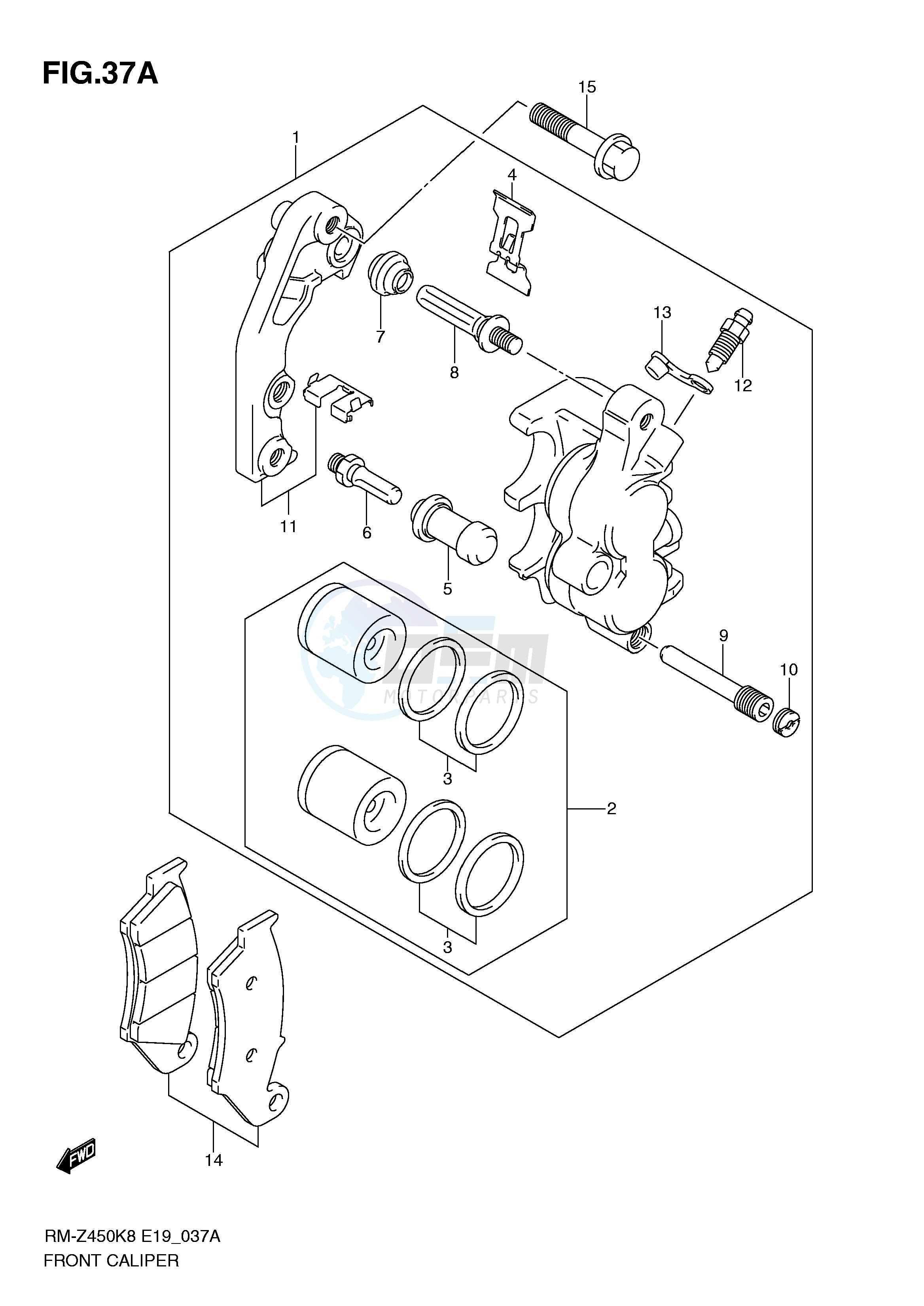 FRONT CALIPER (RM-Z450L1) blueprint