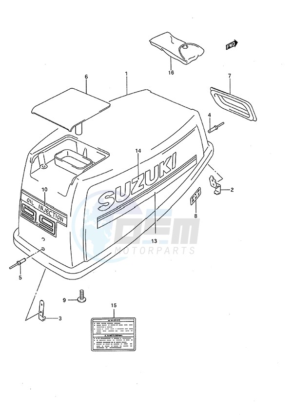 Engine Cover (1994 to 1997) blueprint