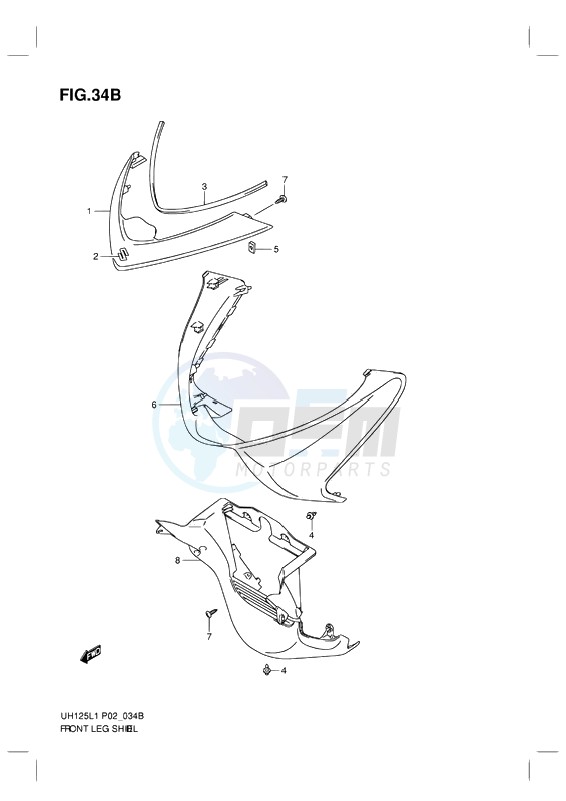 FRONT LEG SHIELD (MODEL RACING P19) blueprint