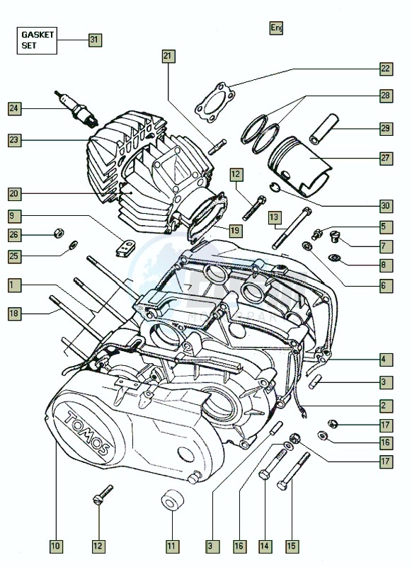 Crankcase-cylinder-piston image