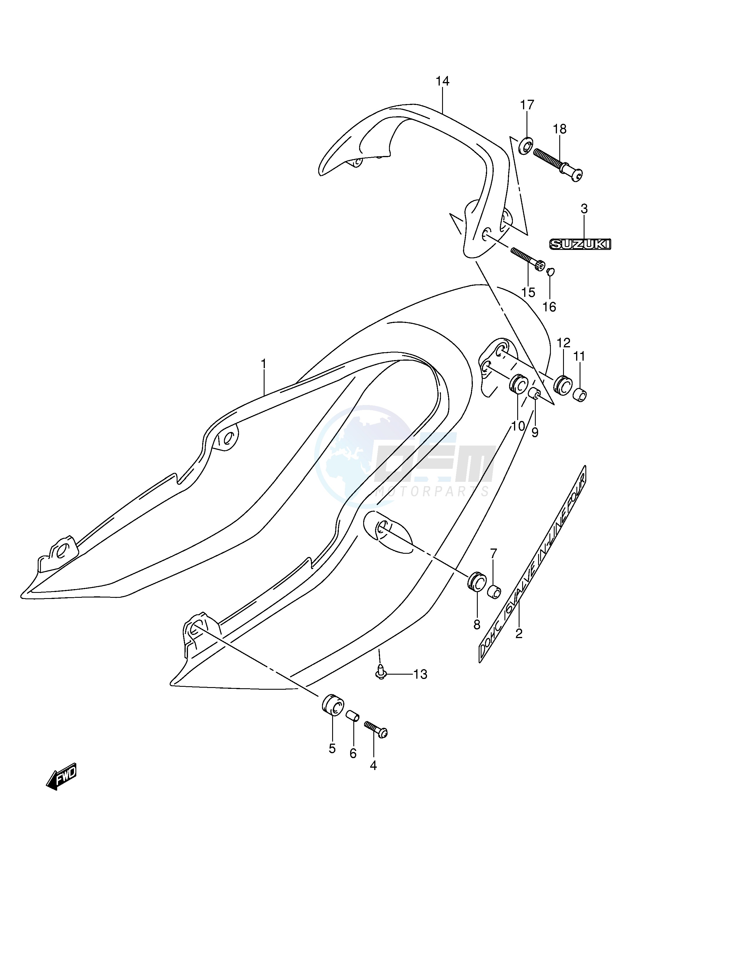 SEAT TAIL COVER (GSF600SK4 SUK4) blueprint