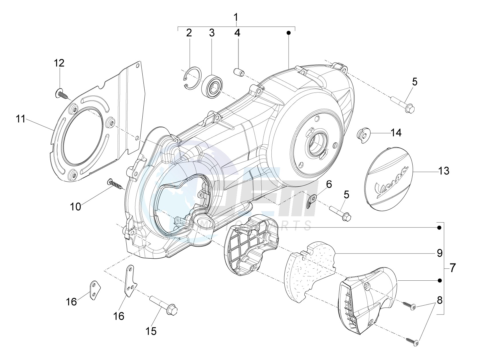 Crankcase cover - Crankcase cooling blueprint