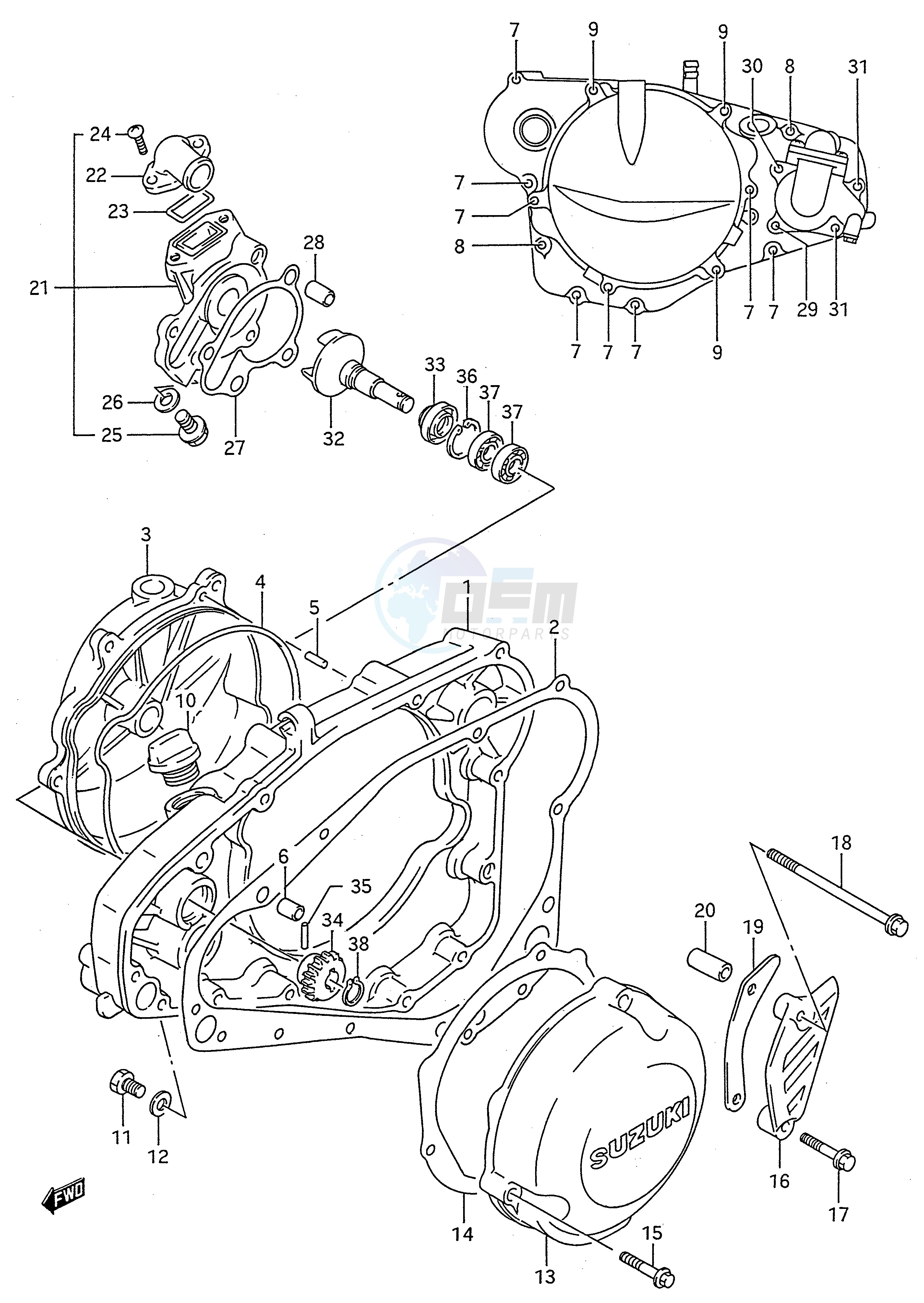 CRANKCASE COVER - WATER PUMP (MODEL L M N P R) image