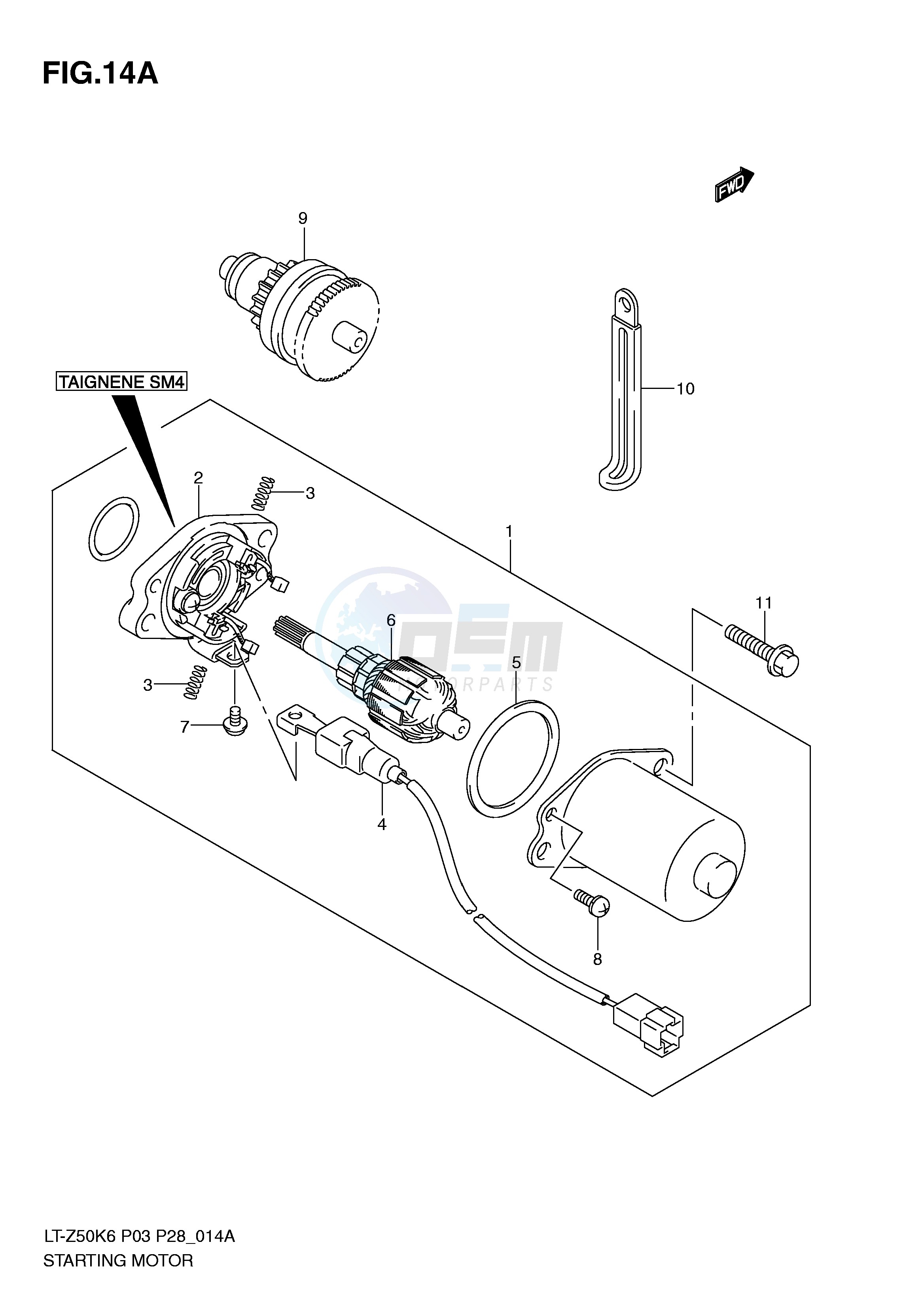 STARTING MOTOR (MODEL K8 K9 L0) blueprint