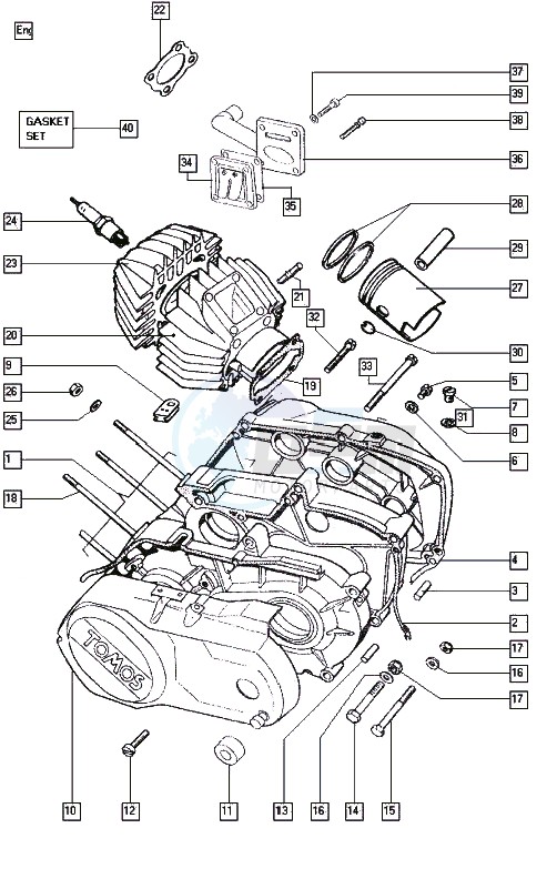 Crankcase-cylinder-piston blueprint