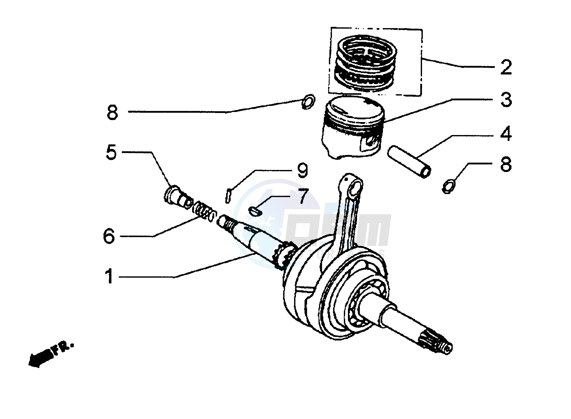 Drive shaft - Cylinder - Piston blueprint