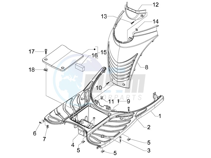 Central cover - Footrests blueprint