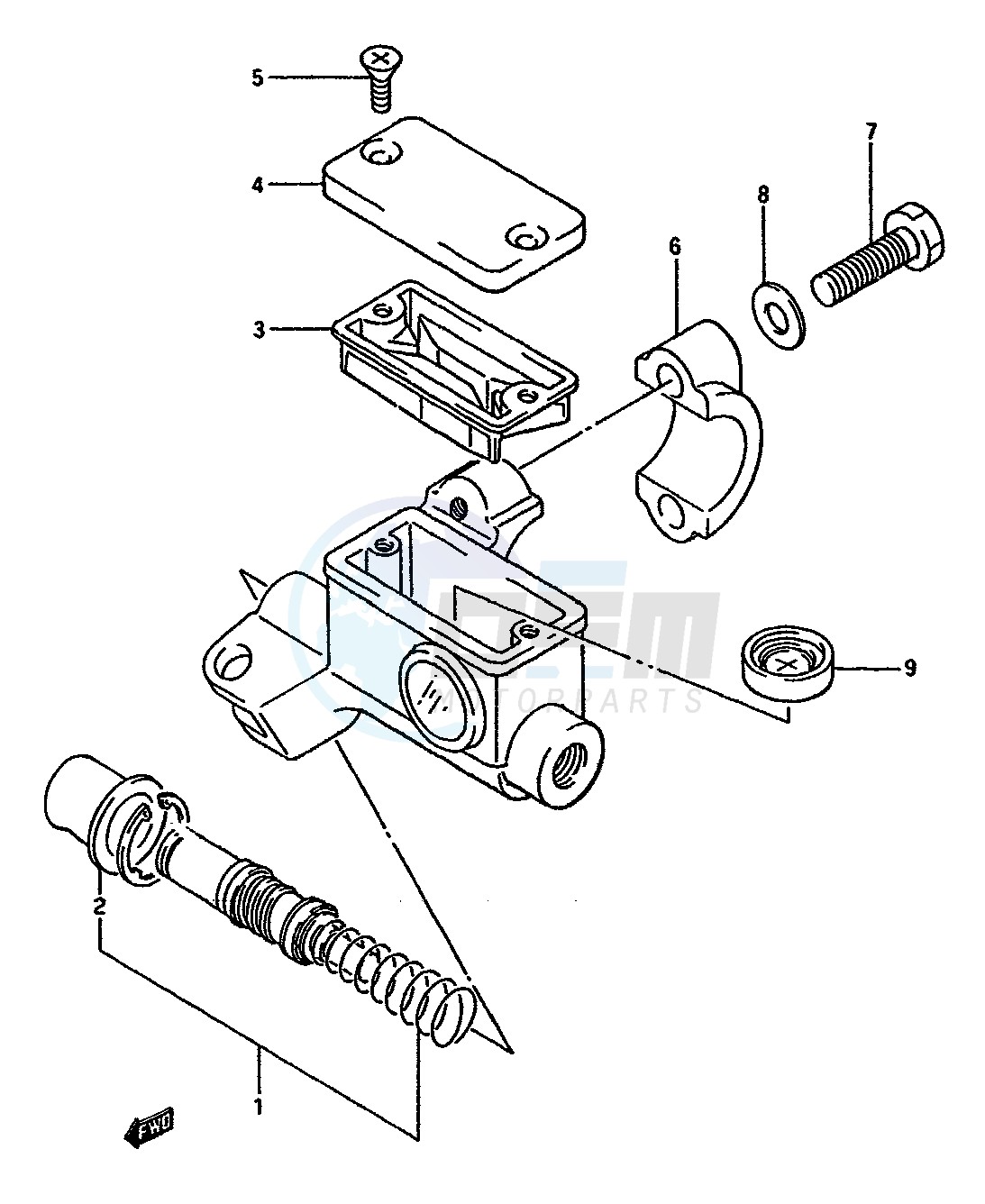 FRONT MASTER CYLINDER (MODEL H J) blueprint