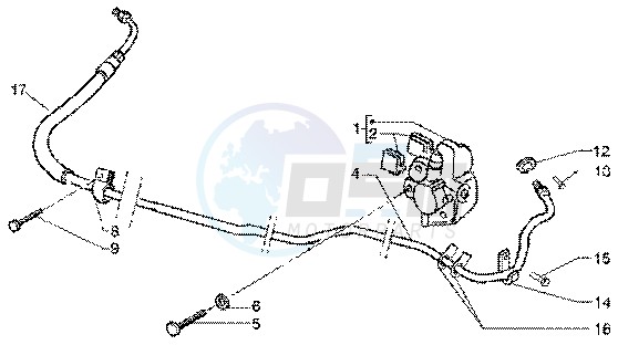 Caliper- Rear brake pipe blueprint