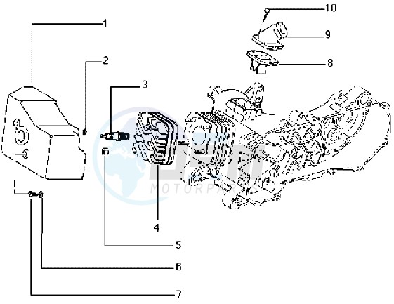 Cylinder head - Cooling hood - Inlet and induction pipe image