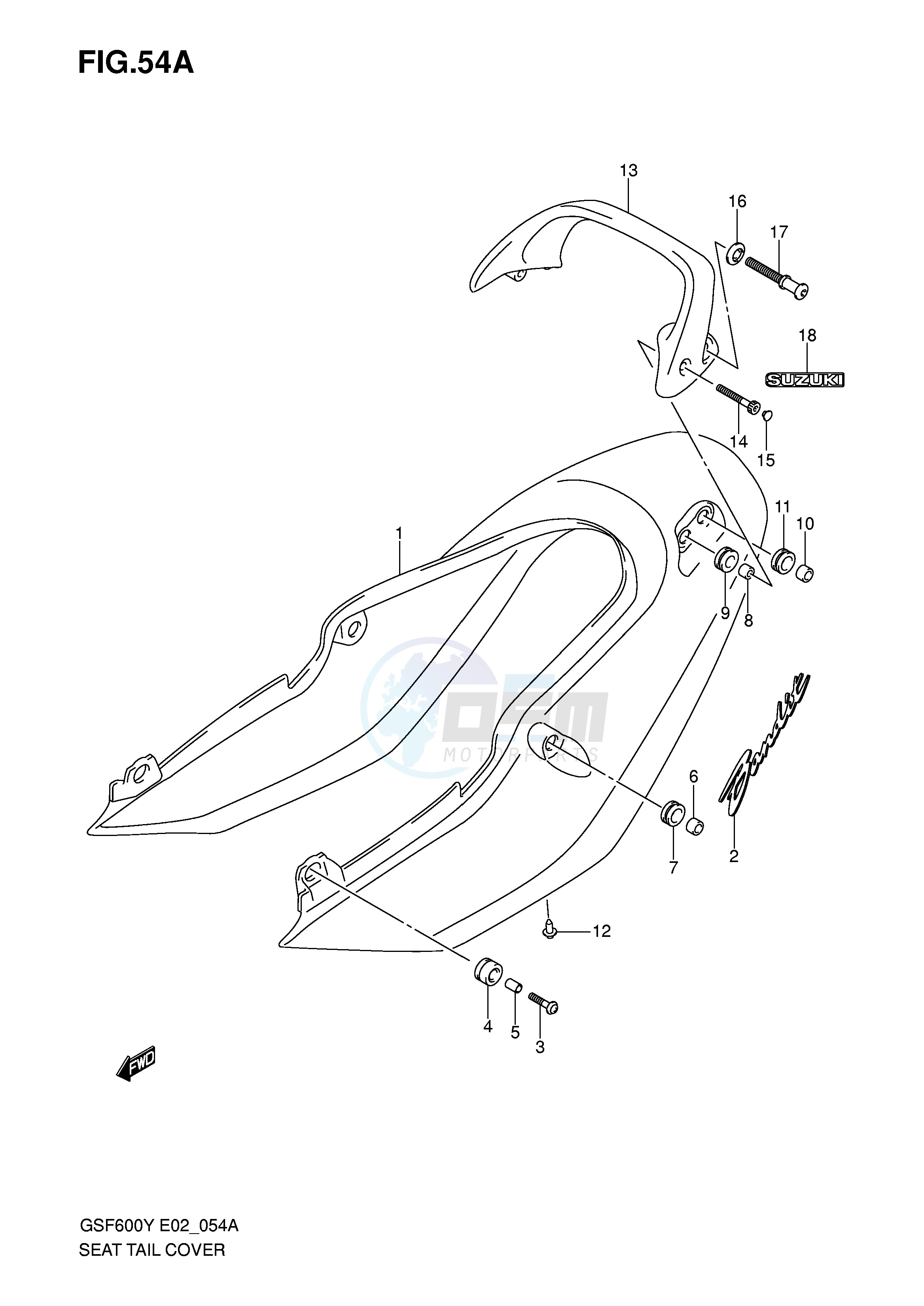 SEAT TAIL COVER (GSF600K1 UK1) blueprint