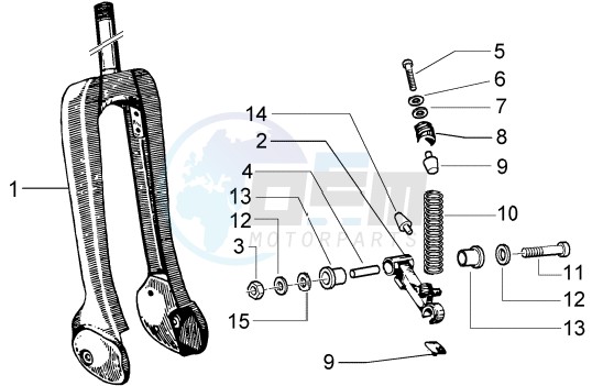 Suspension fork component parts blueprint