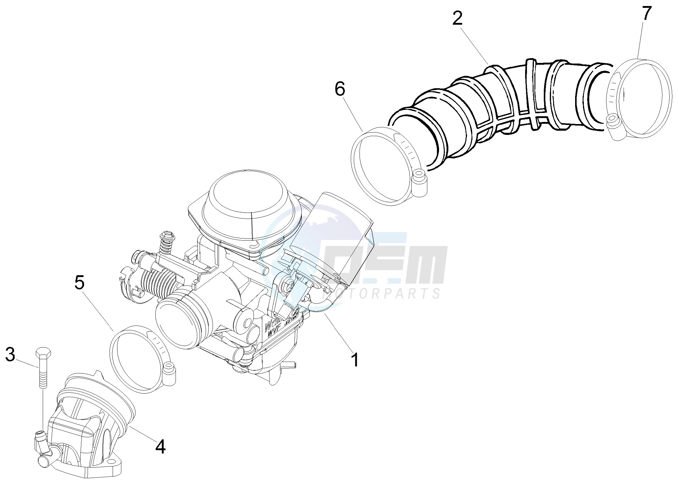 Carburettor, assembly - Union pipe image