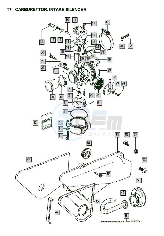 Carburettor-intake silencer blueprint